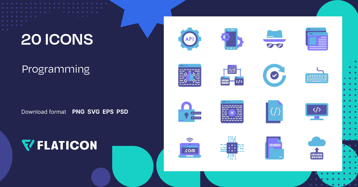 Programming Icon Pack | Flat | 20 .SVG Icons