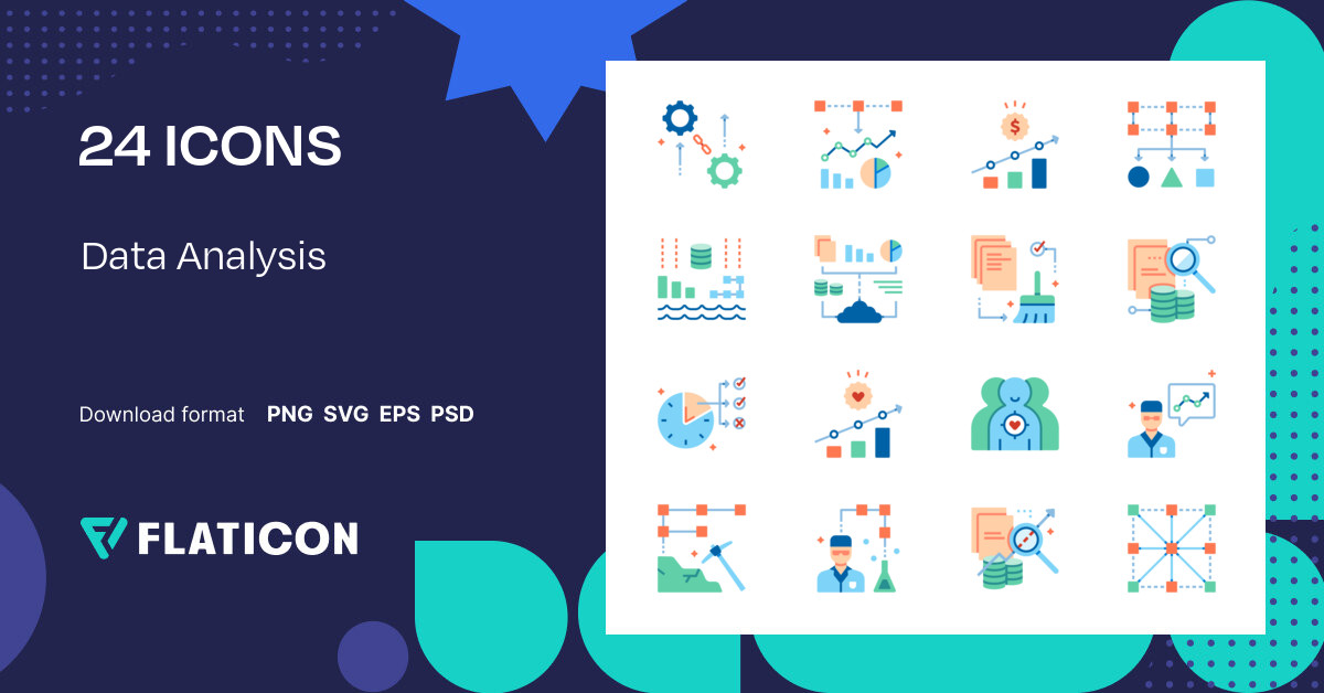 Pack De Iconos Data Analysis Flat 24 Iconos Svg