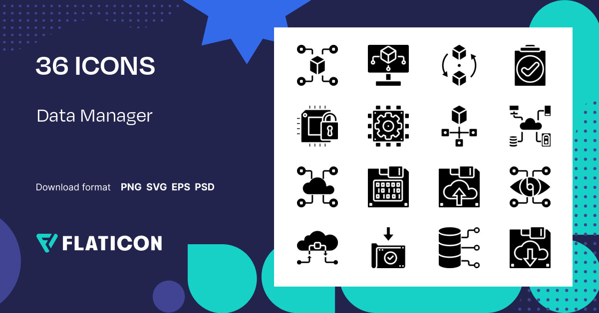Data Manager Icon Pack | Solid | 36 .SVG Icons
