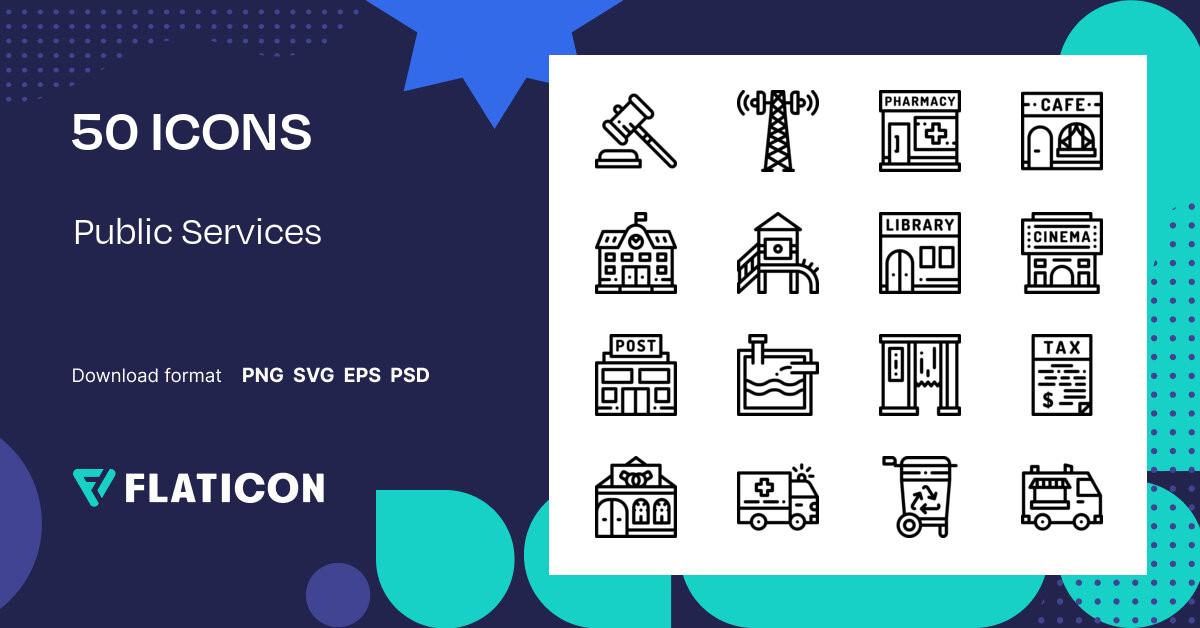 Pack de iconos Public Services | Lineal | 50 Iconos .SVG