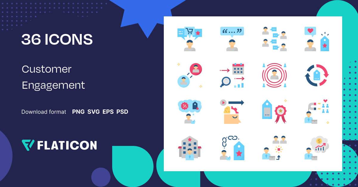 Pack de iconos Customer Engagement | Flat | 36 Iconos .SVG