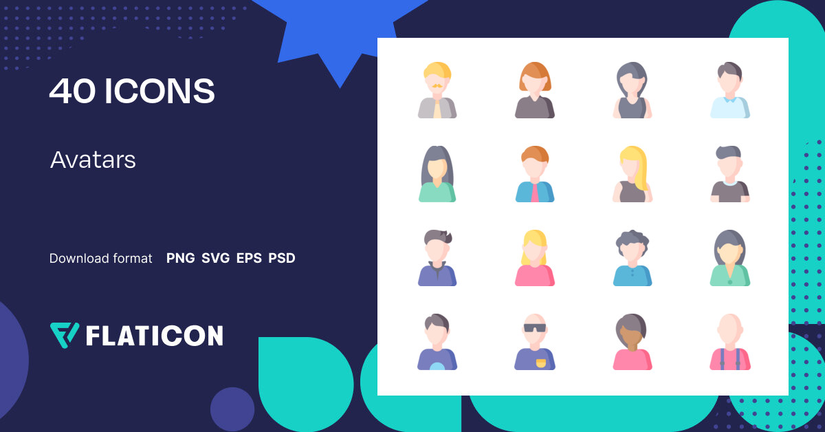 Avatars Icon Pack | Flat | 40 .SVG Icons