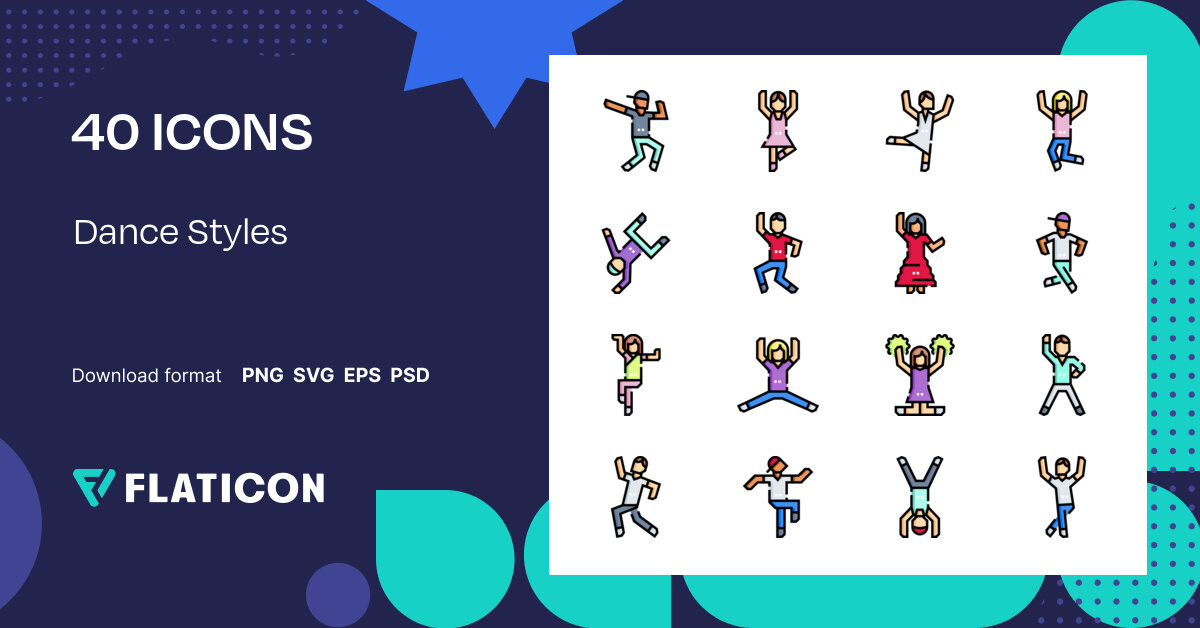 Dance Styles Icon Pack | Lineal color | 40 .SVG Icons