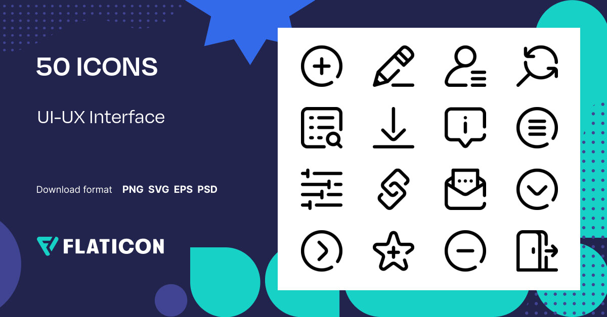 UI-UX Interface Icon Pack | Outline | 50 .SVG Icons