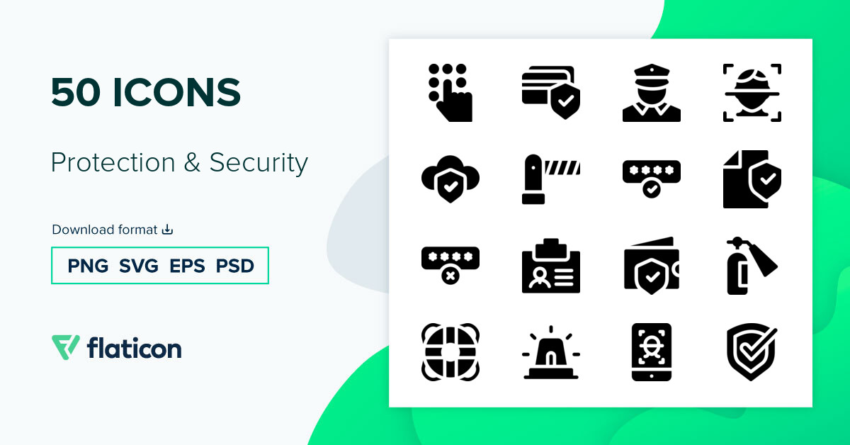 Protection & Security Icon Pack | Filled | 50 .SVG Icons