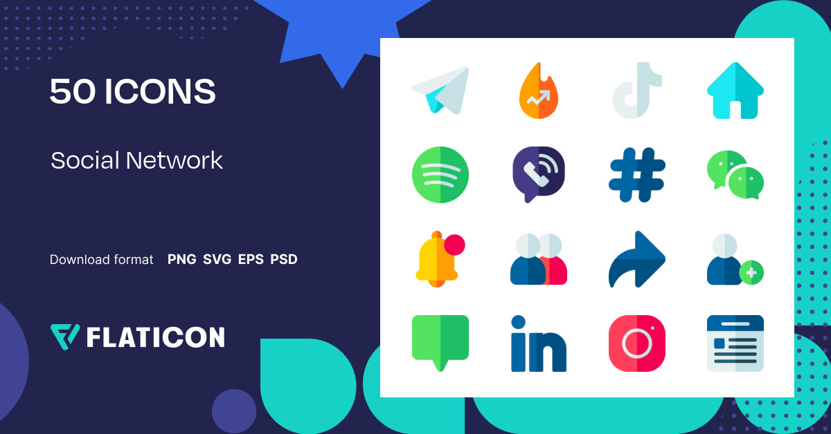 Social Network Icon Pack | Flat | 50 .SVG Icons