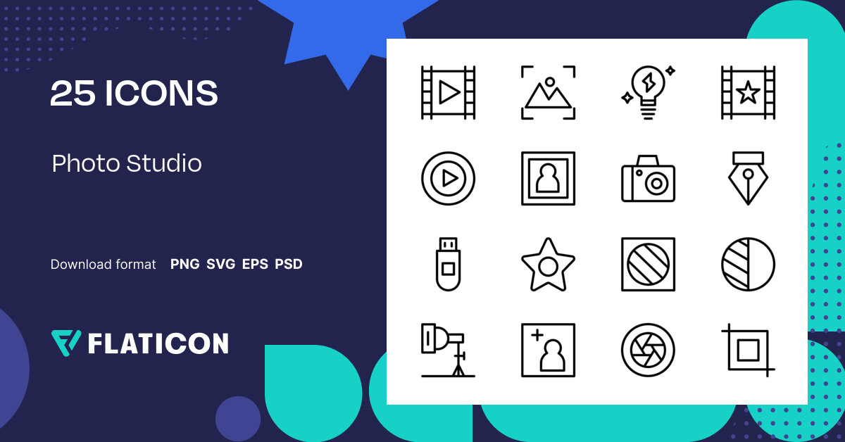 Photo Studio Icon Pack | Outline | 25 .SVG Icons