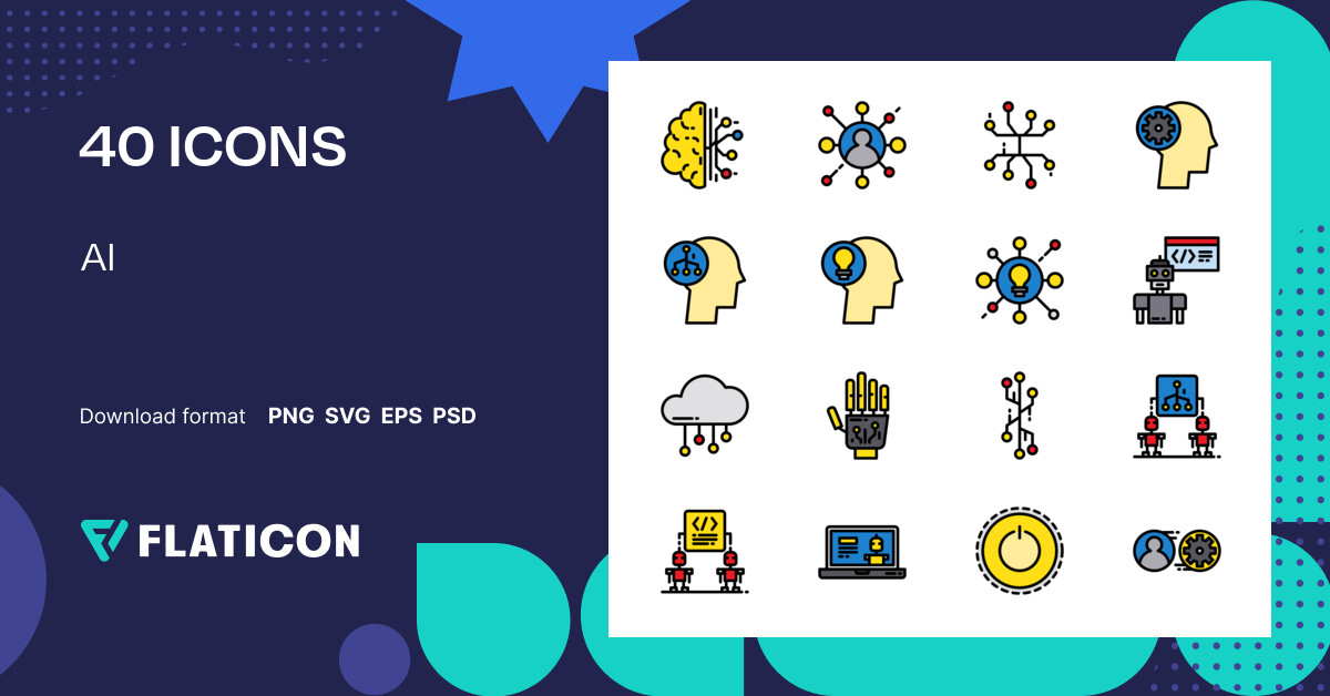 AI Icon Pack | Lineal Color | 40 .SVG Icons