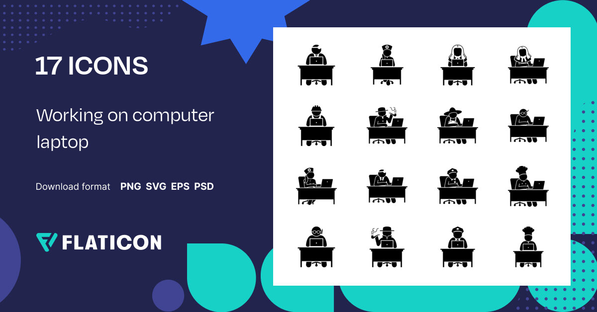 Working on computer laptop Icon Pack | 17 .SVG Icons