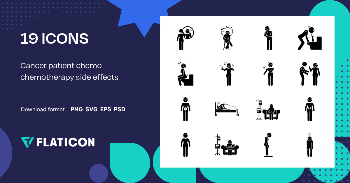 Cancer Patient Chemo Chemotherapy Side Effects Icon Pack | 19 .SVG Icons