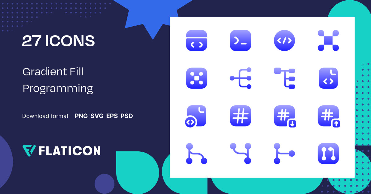 Gradient Fill Programming Icon Pack | Gradient fill | 27 .SVG Icons
