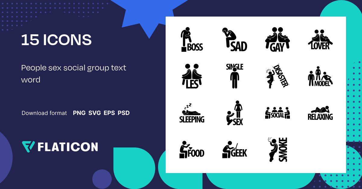 People Sex Social Group Text Word Icon Pack 15 Svg Icons 0304