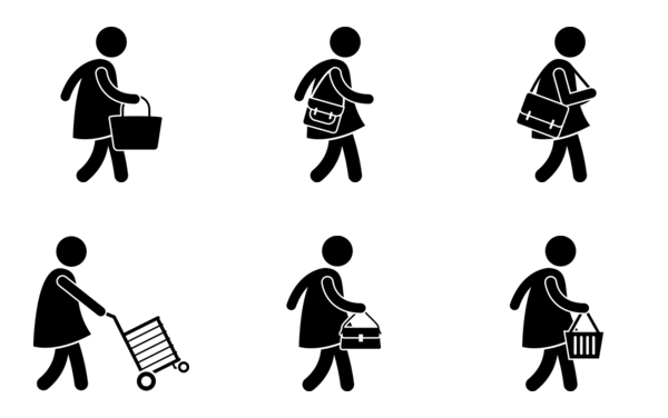 woman carrying various bag designs