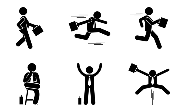 businessmen poses and actions