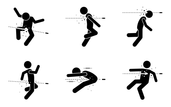 Bullet hits on different parts of the body Bullet hits on different parts of the body