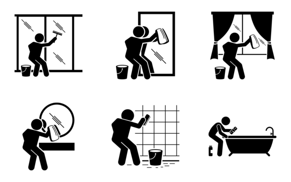 cleaning toilet and washing bathroom