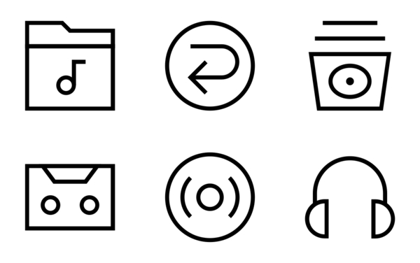 minimal music and multimedia icons