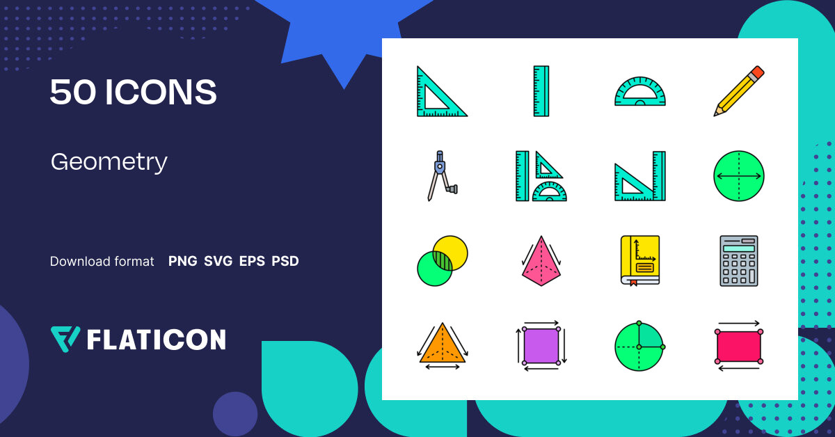 Geometry Icon Pack | Color lineal-color | 50 .SVG Icons