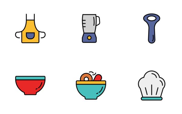 kitchen stuff lineal color icon pack