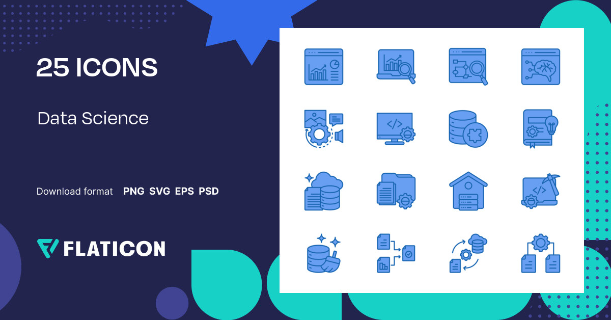 Data Science Icon Pack | Color lineal-color | 25 .SVG Icons