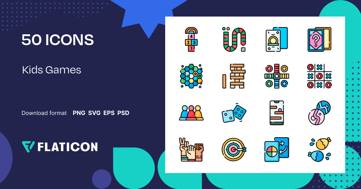 Kids Games Icon Pack | Lineal color | 50 .SVG Icons