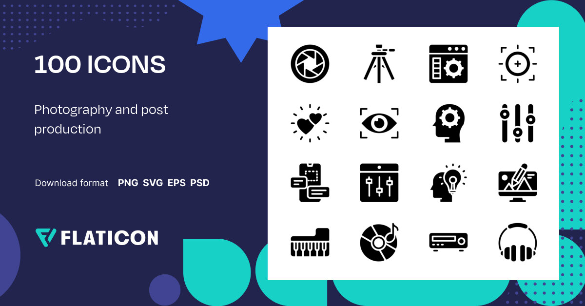 Photography and post production Icon Pack | 100 .SVG Icons