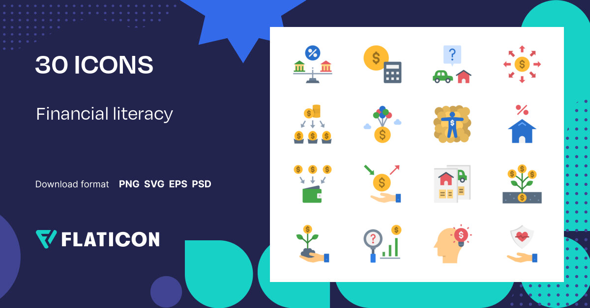 Financial literacy Icon Pack | Color fill | 30 .SVG Icons