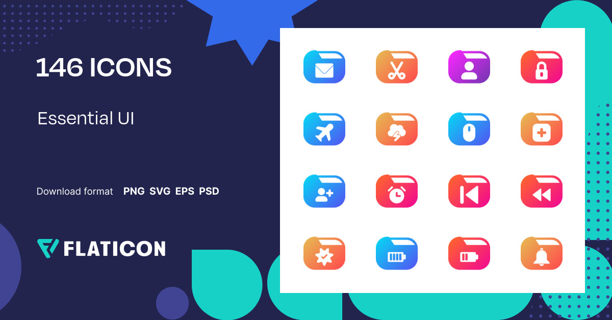 Essential UI Icon Pack | Gradient fill | +145 .SVG Icons