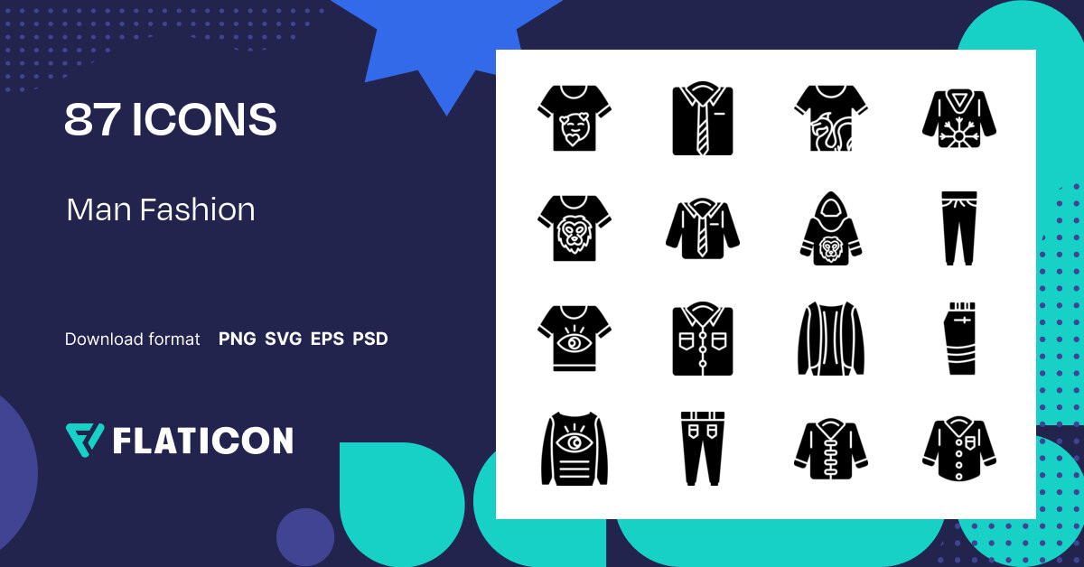 Man Fashion Icon Pack | Black fill | 87 .SVG Icons