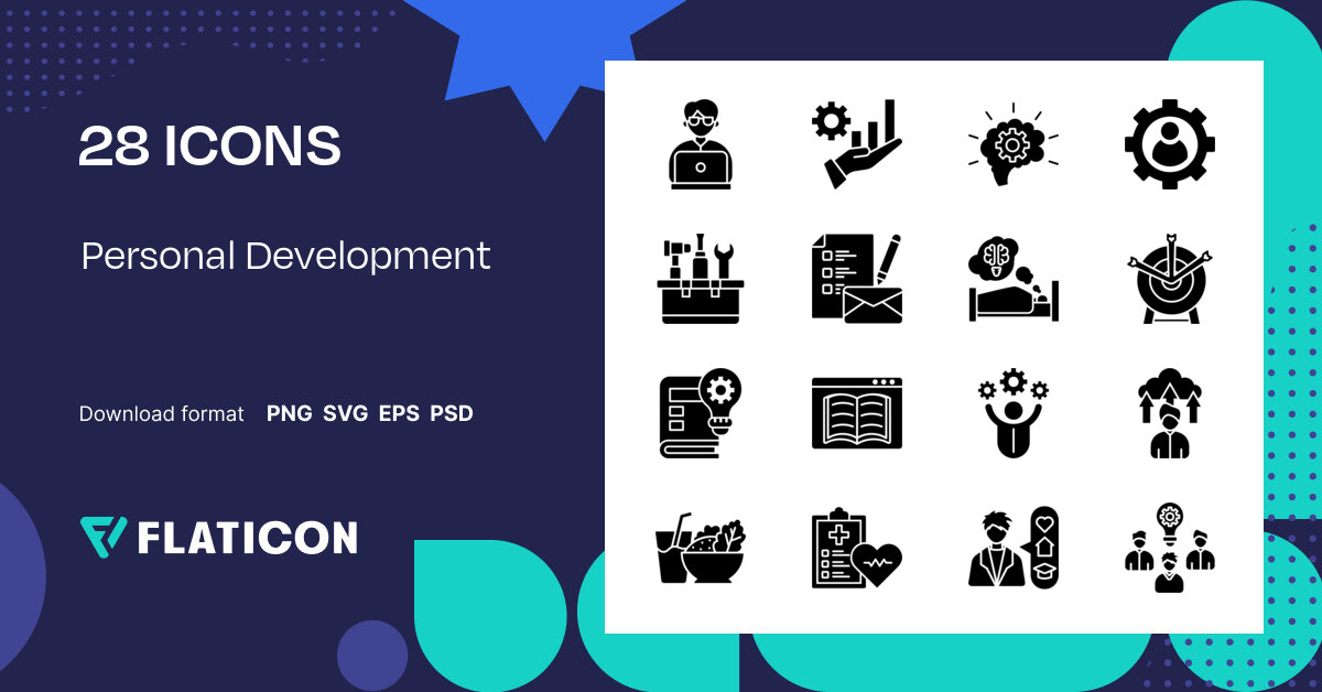 Personal Development Icon Pack | Black fill | 28 .SVG Icons