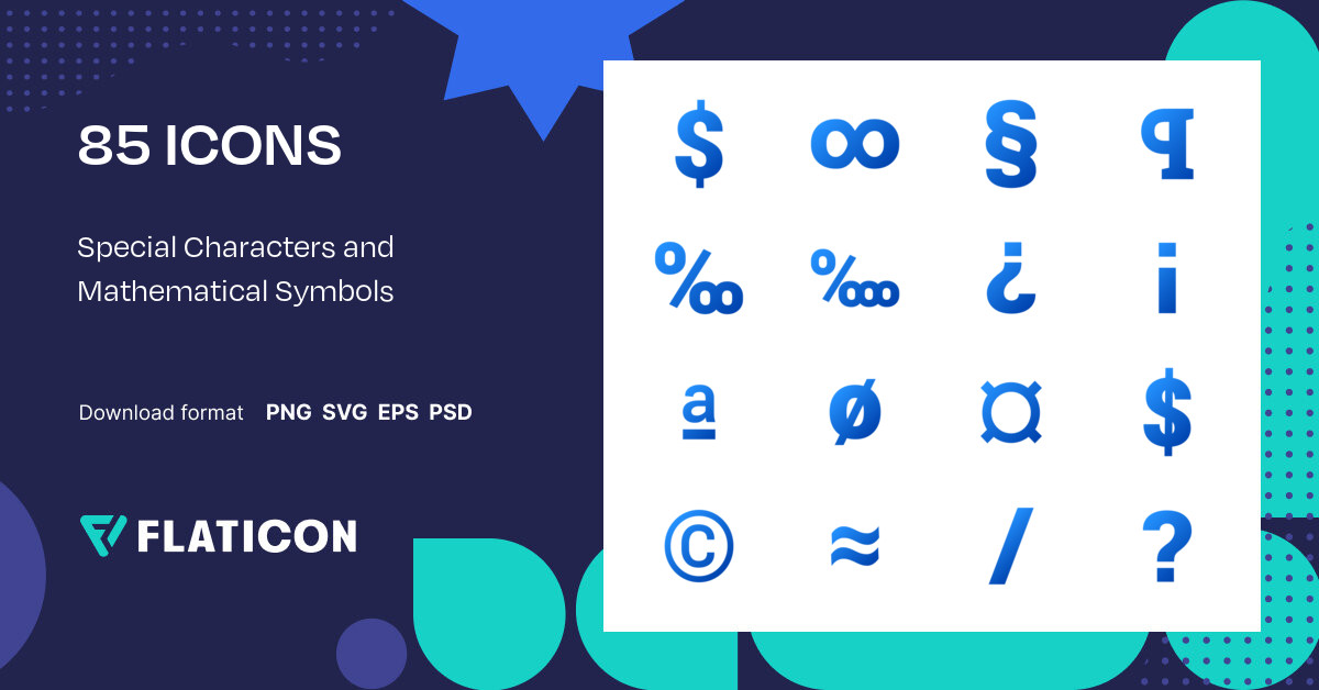 Special Characters and Mathematical Symbols Icon Pack | Gradient fill ...