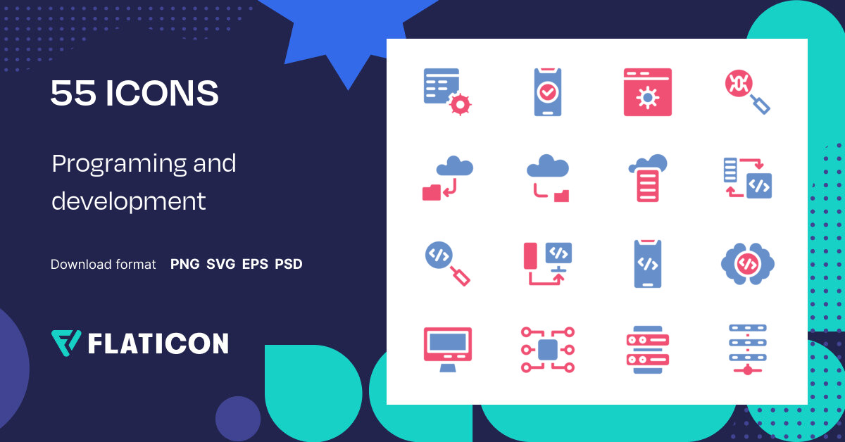 Programing and development Icon Pack | Color fill | 55 .SVG Icons