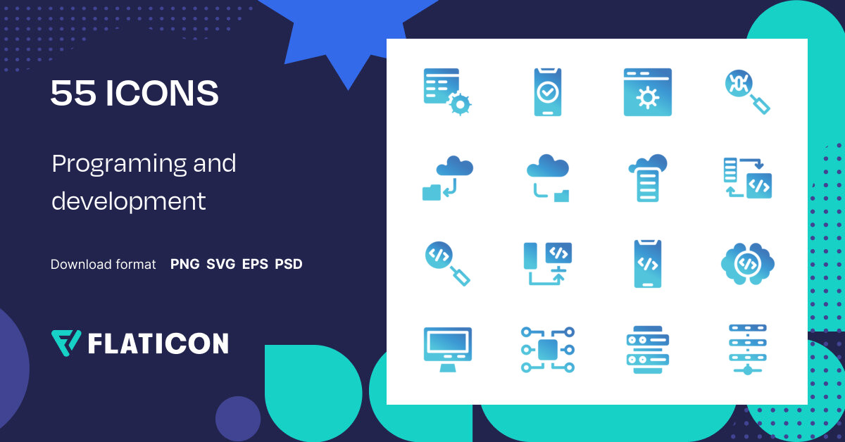 Programing and development Icon Pack | Gradient fill | 55 .SVG Icons