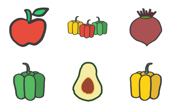 fruits and veggie doodles