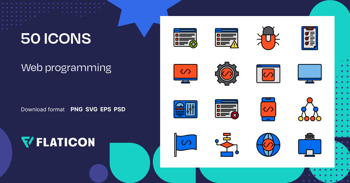 Web programming Icon Pack | Lineal Color | 50 .SVG Icons