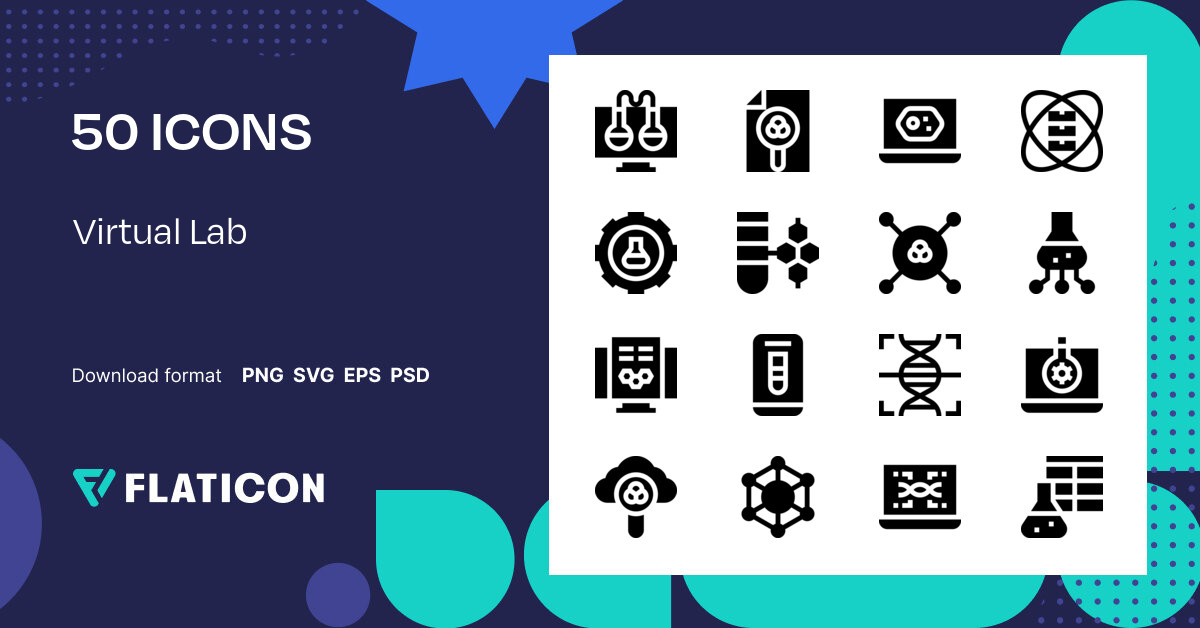 Virtual Lab Icon Pack | Filled | 50 .SVG Icons
