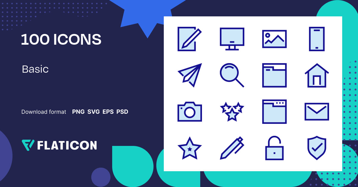 Basic Icon Pack | Color lineal-color | 100 .SVG Icons