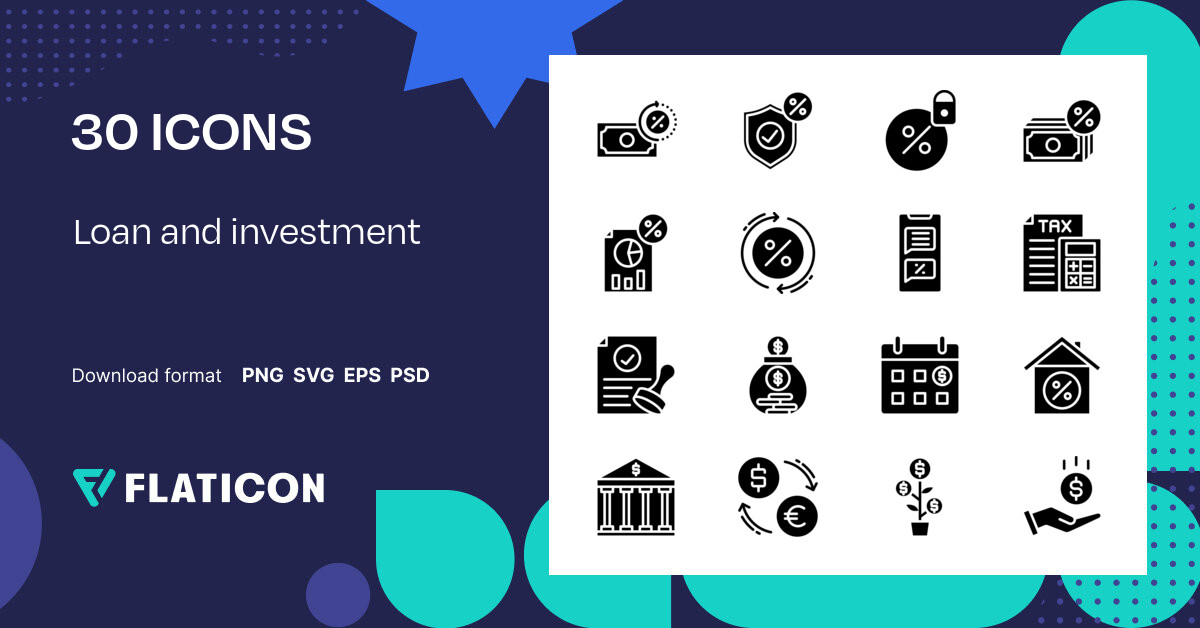 Loan and investment Icon Pack | Color fill | 30 .SVG Icons