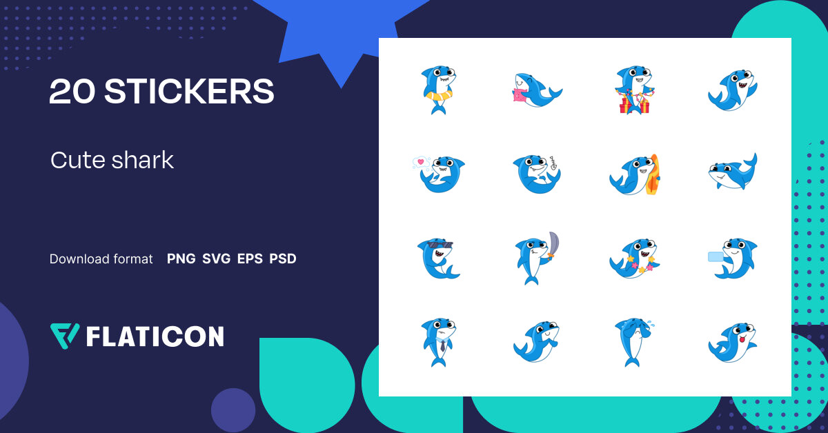 Pack of free Cute shark stickers (SVG, PNG) | Flaticon