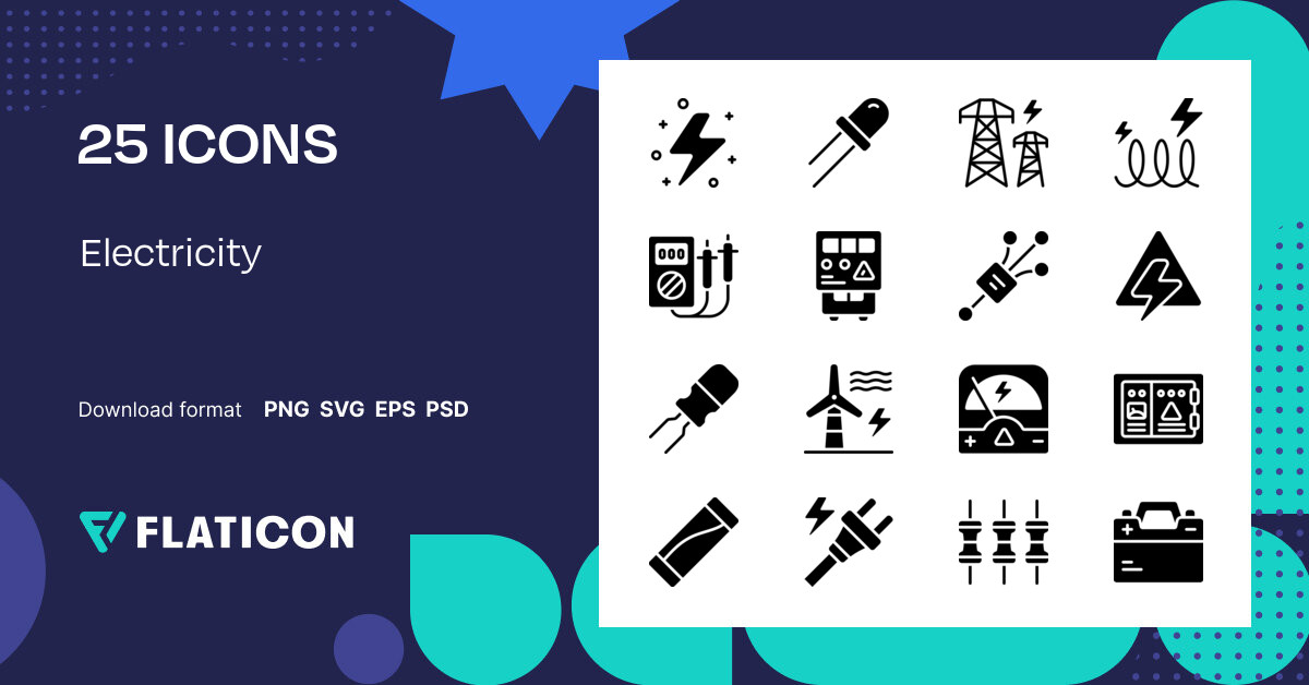 Electricity Icon Pack Black fill 25 .SVG Icons