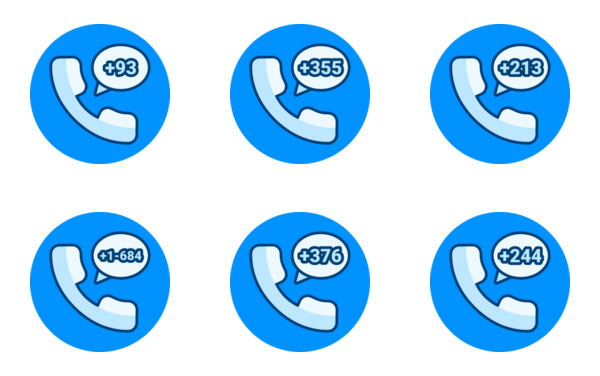 Country Dial Code Icon Pack | Color lineal-color | +140 .SVG Icons