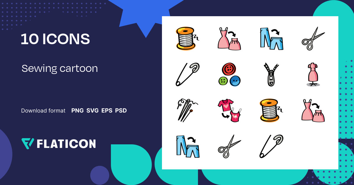 Sewing cartoon Icon Pack | 10 .SVG Icons