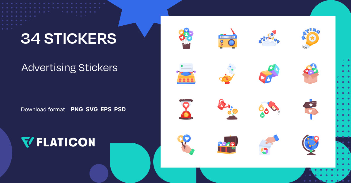 Pack of free Advertising Stickers stickers (SVG, PNG) | Flaticon