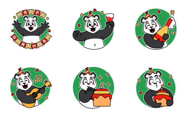 panda birthday sticker