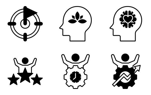Pack de iconos Personal development | Black fill | 25 Iconos .SVG