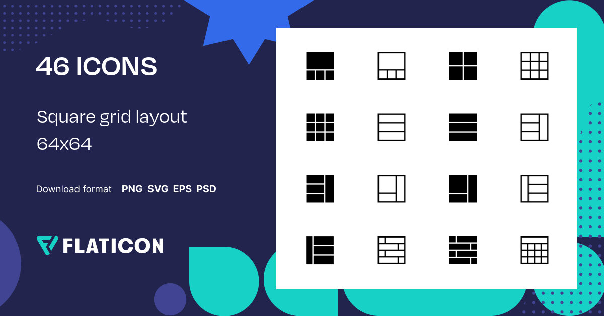 Square grid layout 64x64 Icon Pack | 46 .SVG Icons