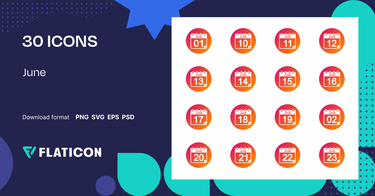June Icon Pack | Gradient fill | 30 .SVG Icons