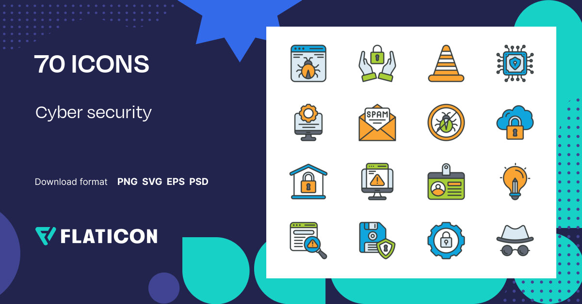 Cyber security Icon Pack | Color lineal-color | 70 .SVG Icons