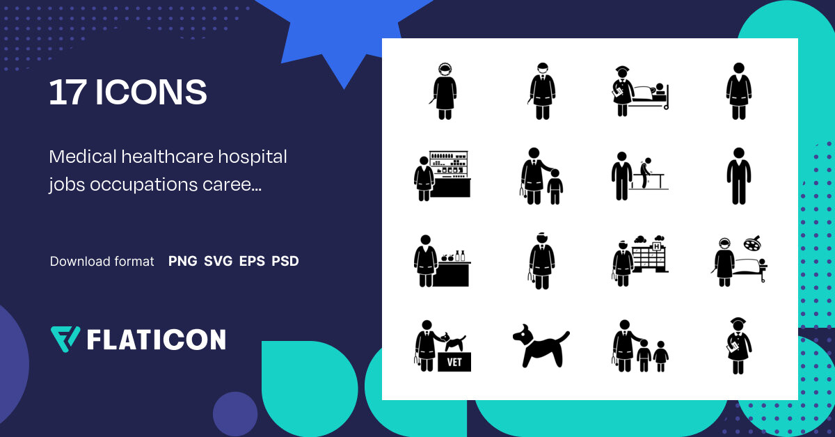 Medical healthcare hospital jobs occupations careers Icon Pack | 17