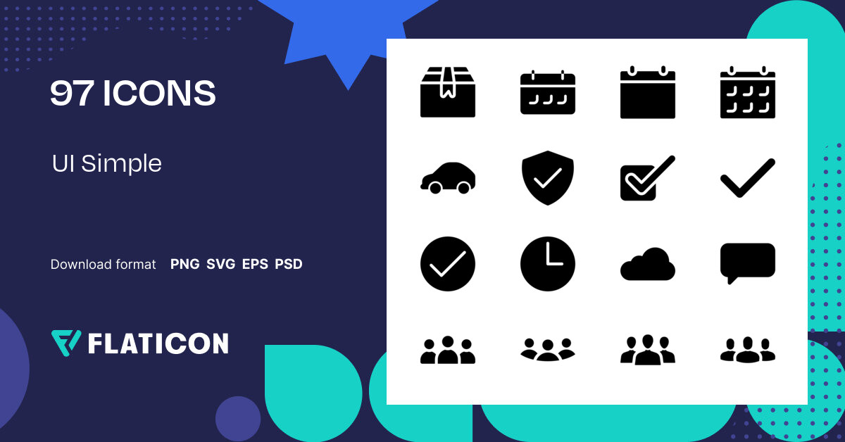 UI Simple Icon Pack | Black fill | 97 .SVG Icons